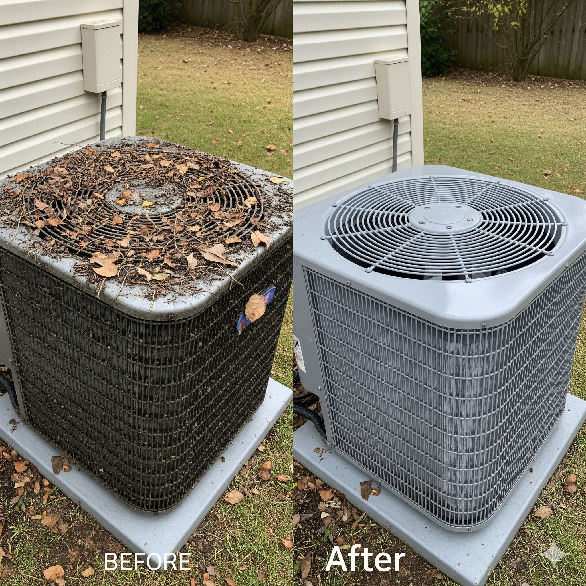 室外機クリーニング前後の比較